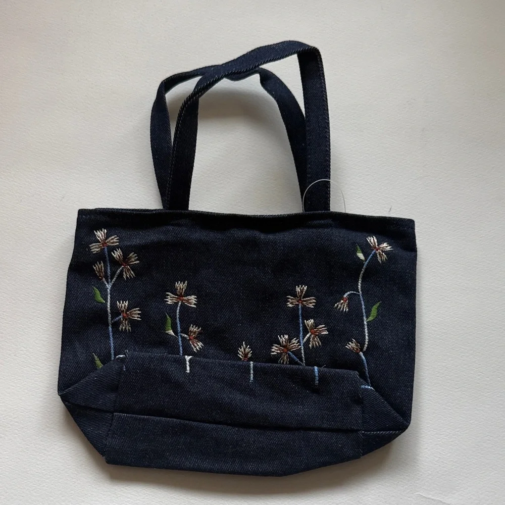 Embroidered Denim Tote Bag - Picture 7 of 9